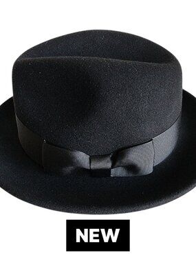 Black Wool Fedora S/M Hat Size Mens New Jos A Bank Church Deacon Nwt